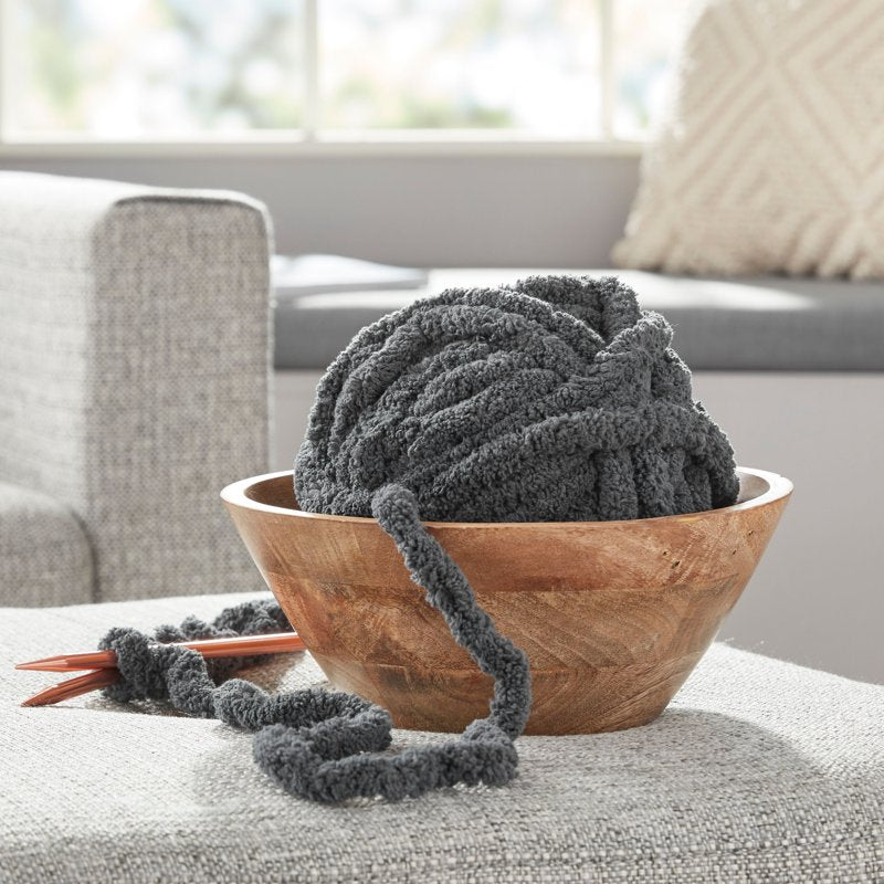 Chunky Chenille Yarn - 31.7 Yards, Charcoal Grey, Super Bulky Polyester