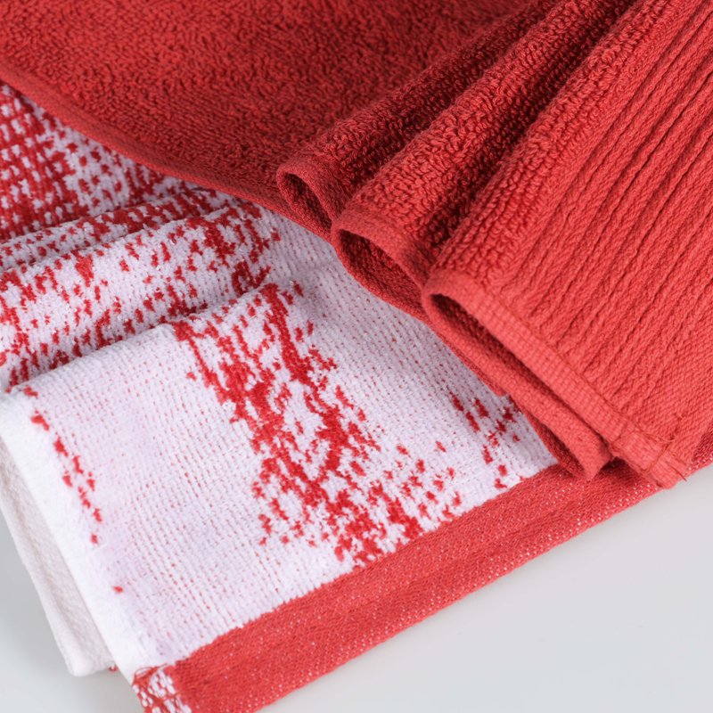 Terra Cotta Red Cotton Jacquard Border Bath Towel Set of 4 - Superior