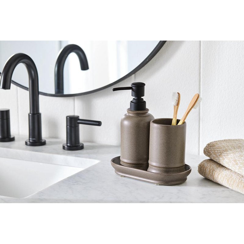 Better Homes & Gardens 3-Piece Ceramic Bathroom Set - Brown, Classic Style