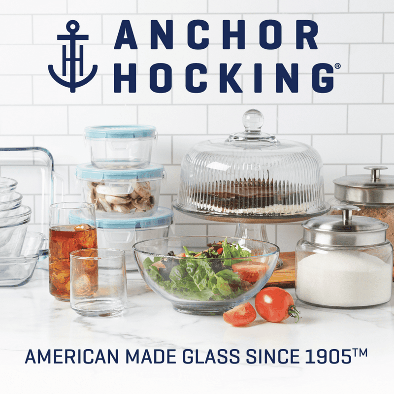 30-Piece Clear Glass Food Storage Set with Navy Lids