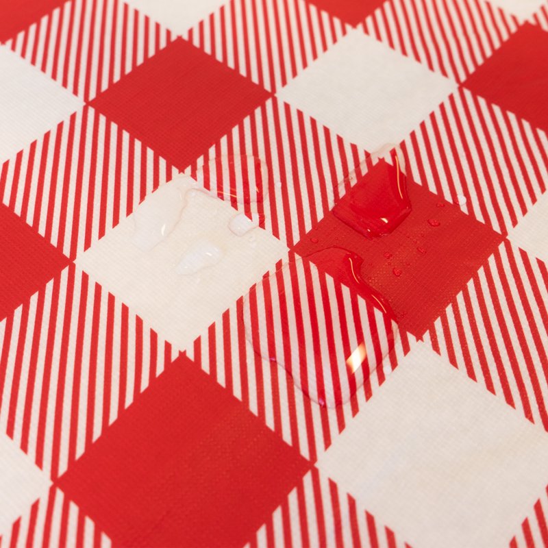 Elastic Fitted Table Cover - Waterproof Vinyl, 6Ft, Gingham Red, 2 Pack