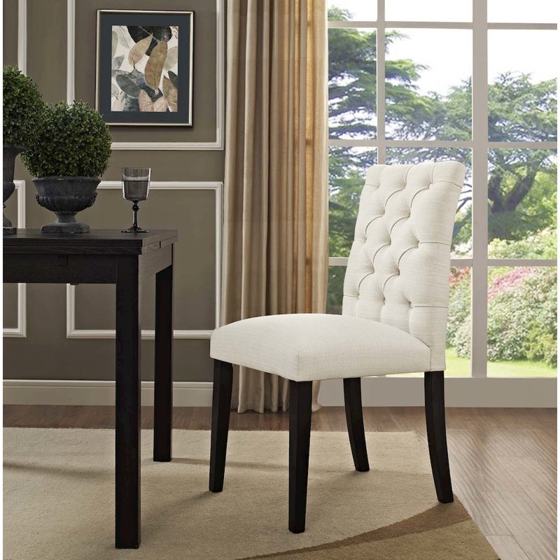 Beige Button Tufted Dining Chair - Duchess Design