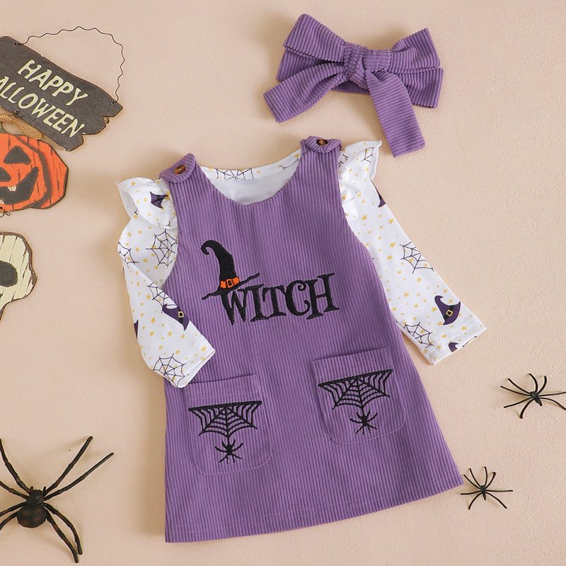 Baby Girl Halloween Romper & Overalls Set - White 6-12 Months A13