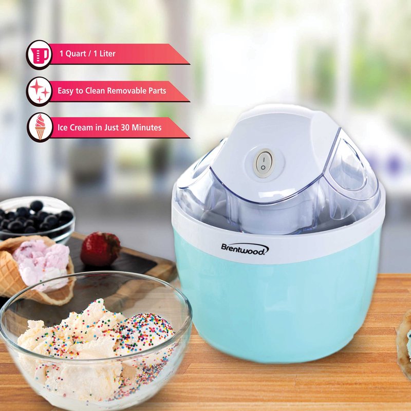 1-Quart Electric Ice Cream and Sorbet Maker - Compact Frozen Dessert Machine