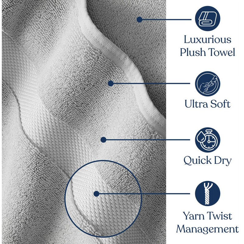 Light Gray 20-Piece Organic Cotton Towel Set - Plush, Quick Dry, Eco-Friendly