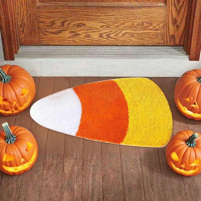 Halloween Front Door Mat - Washable Flannel Fall Thanksgiving Rug for Entryway