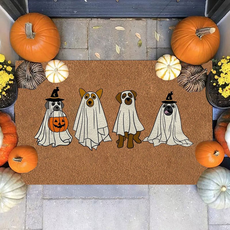 Halloween Ghost Dog Doormat - Indoor Outdoor Pet Entry Rug for Dog Lovers