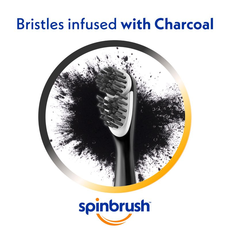 Charcoal-Infused Battery-Powered Electric Toothbrush with Soft Bristles