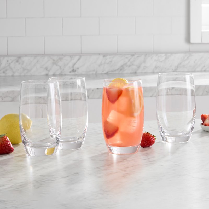 18 Ounce Glass Drinkware Set - 8 Retro Glasses for Entertaining