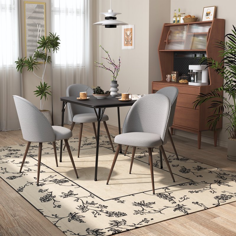 Upholstered Dining Chair Set of 2 for Small Spaces - Gray