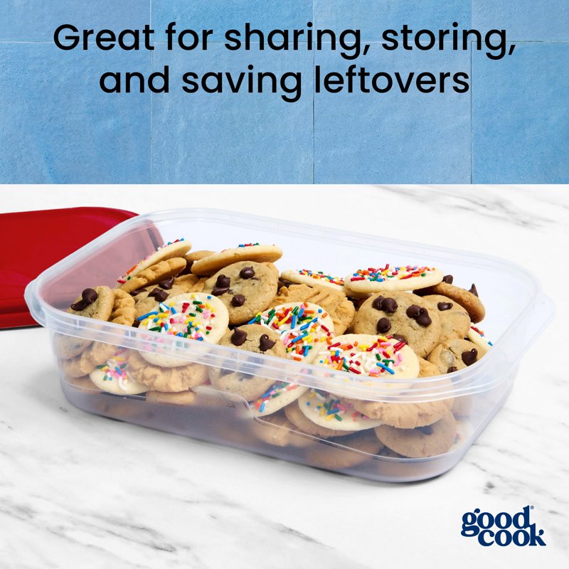 Extra Large Food Storage Containers, 2-Pack, 1 Gallon, Red