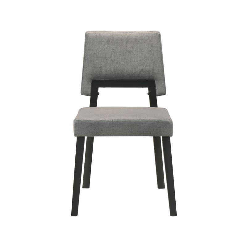 Wood Dining Chair Set of 2 - Black Finish with Charcoal Fabric