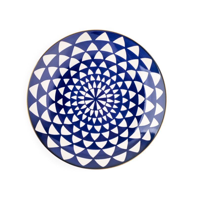 Ceramic Dinnerware Set - 12-Piece Medallion Design - Blue