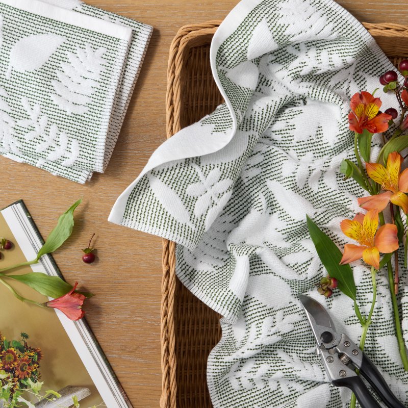 Fall-Inspired Jacquard Kitchen Towels 2-Pack Set - Green