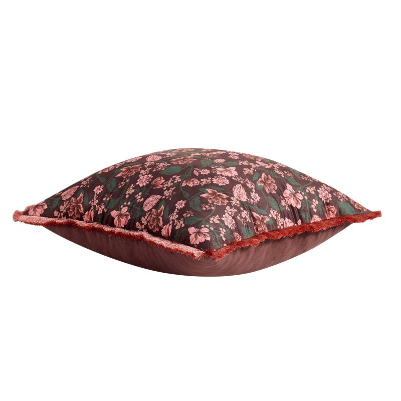 Pink Blush Floral Velvet Decorative Pillow 20x20 Inches - Home Decor Collection