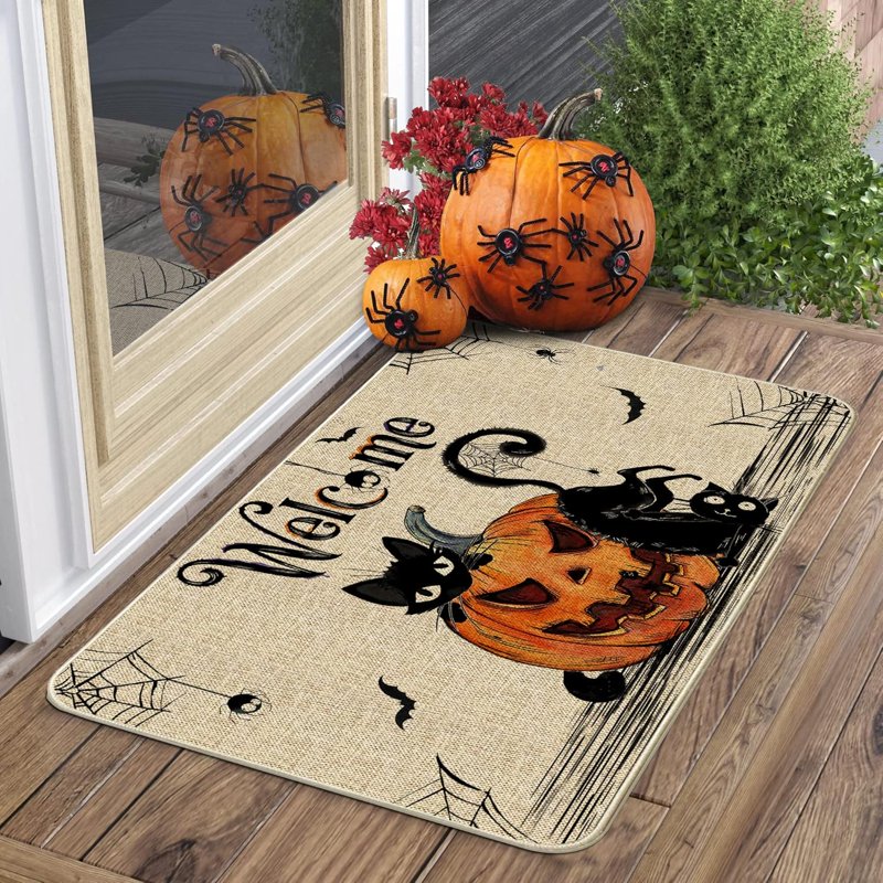 Halloween Door Mat Pumpkin Cat Gnomes Non-Slip Washable 31.5x19.7 Inch