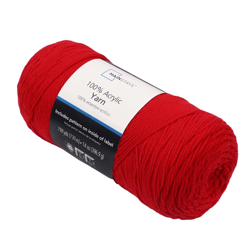 Mainstays Medium Acrylic Red Yarn - 14 Oz, 798 Yards, Variation of Red v