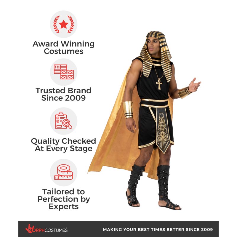 Egyptian Pharaoh Costume Men XL - Adult Ancient King Halloween Outfit