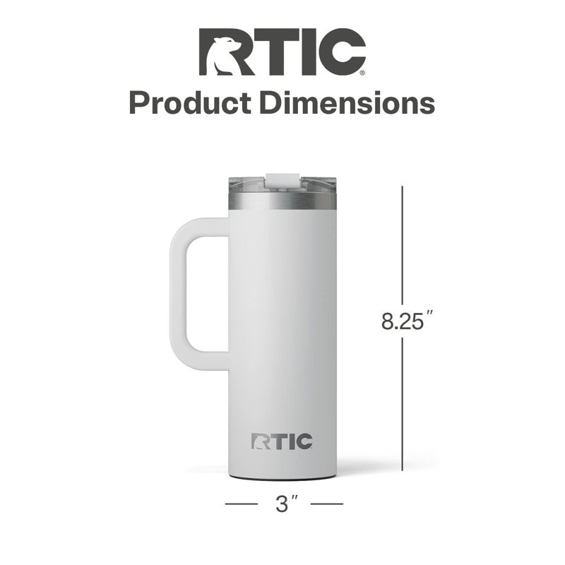 20 oz Insulated Road Trip Travel Mug - Ceramic Lined, Cool Grey