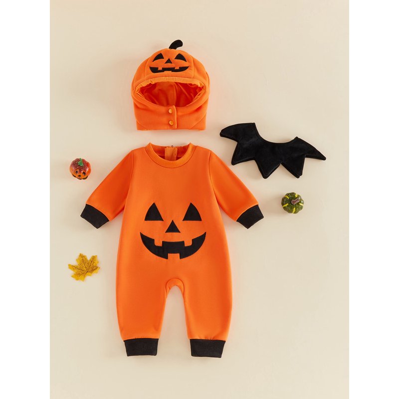 Toddler Baby Pumpkin Costume Set - Orange 18-24 Months Halloween Romper Hat Collar