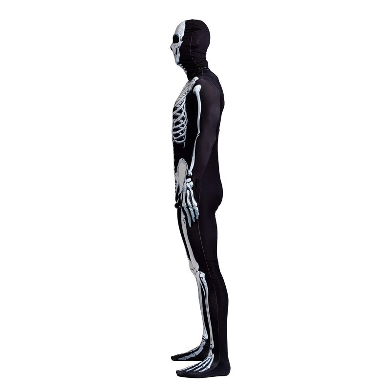 Adult Skeleton Costume Bodysuit for Men - Black, Size S - Halloween Fancy Dress