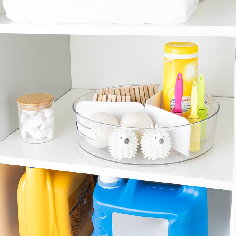 Clear Lazy Susan Turntable with Removable Dividers - 2 Pack