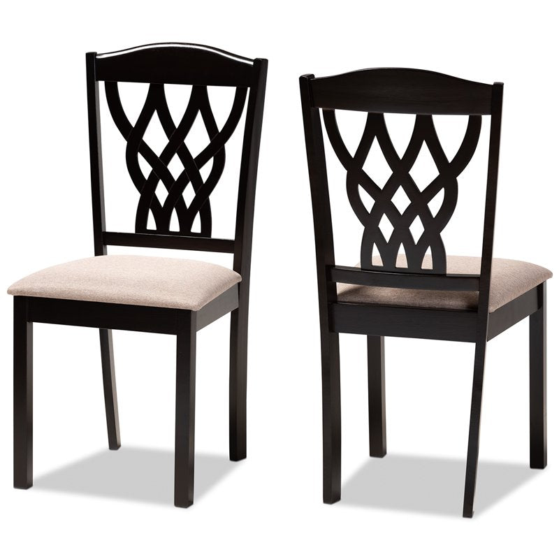 Modern Sand Fabric Upholstered Dining Chair Set - 2 Pieces
