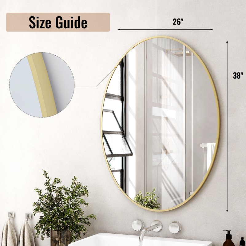 Oval Bathroom Mirror Wall Mirror 26x38 Gold - Elegant Wall Decor