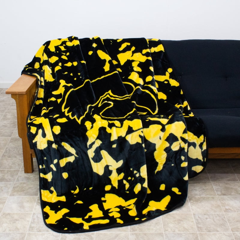College Covers Iowa Hawkeyes Raschel Throw Blanket - 86 x 63 Inches, Plush & Soft, Twin Bedspread - Variation of THIS listing