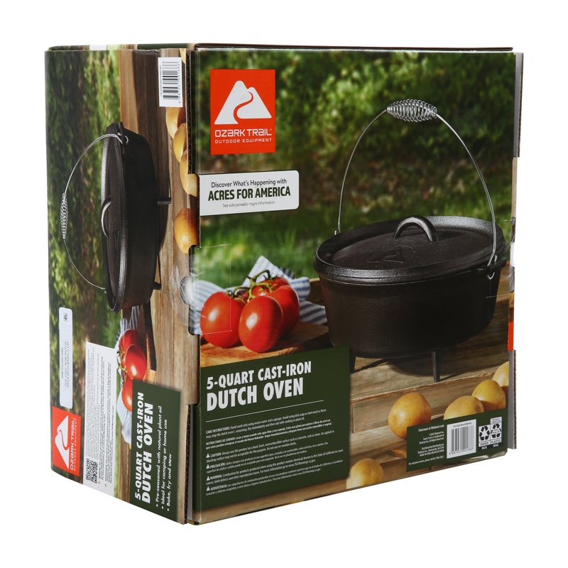 5-Quart Pre-Seasoned Nonstick Cast Iron Dutch Oven with Bail Handle