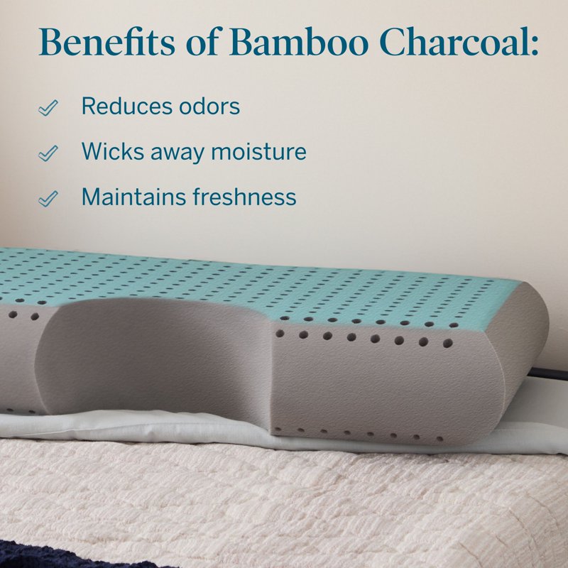 Cooling Charcoal Gel Memory Foam Pillow with Shoulder Cutout - Queen