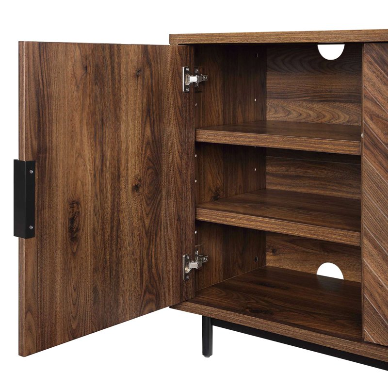 Walnut TV Stand for TVs up to 70 in with Storage & Cable Management
