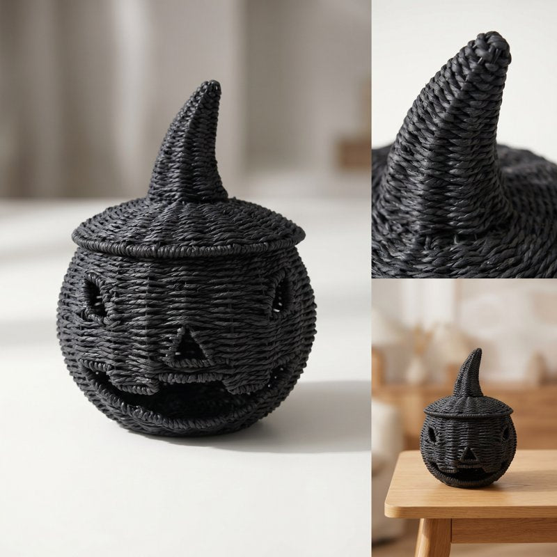 Halloween Witch Hat Pumpkin Tabletop Decor - 11.4 Inch Fall Figurine