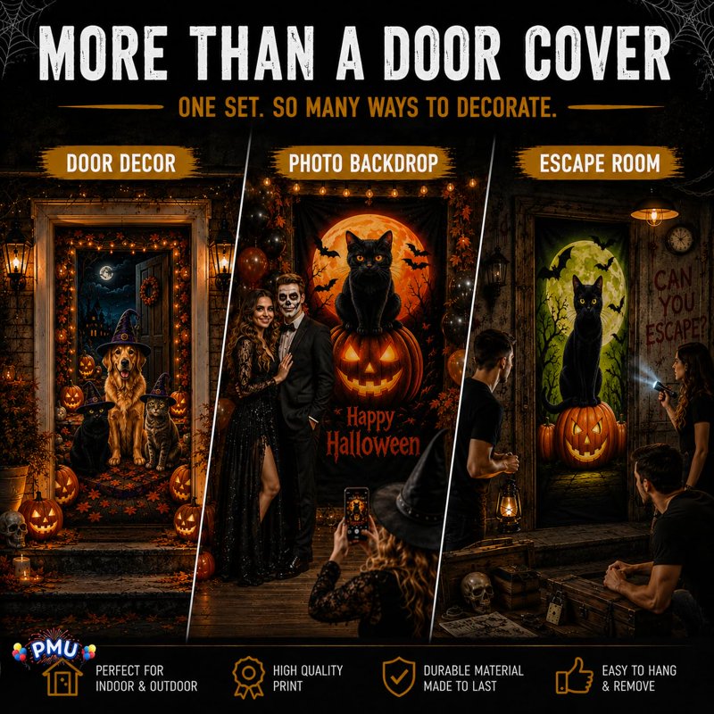 Halloween Door Cover Set - Spooky & Fun Door Decorations, 6 Bundles