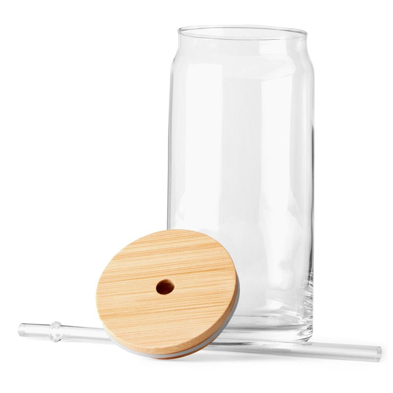 Briar Can Glass Drinkware Set - 3 Pack with Lids & Straws