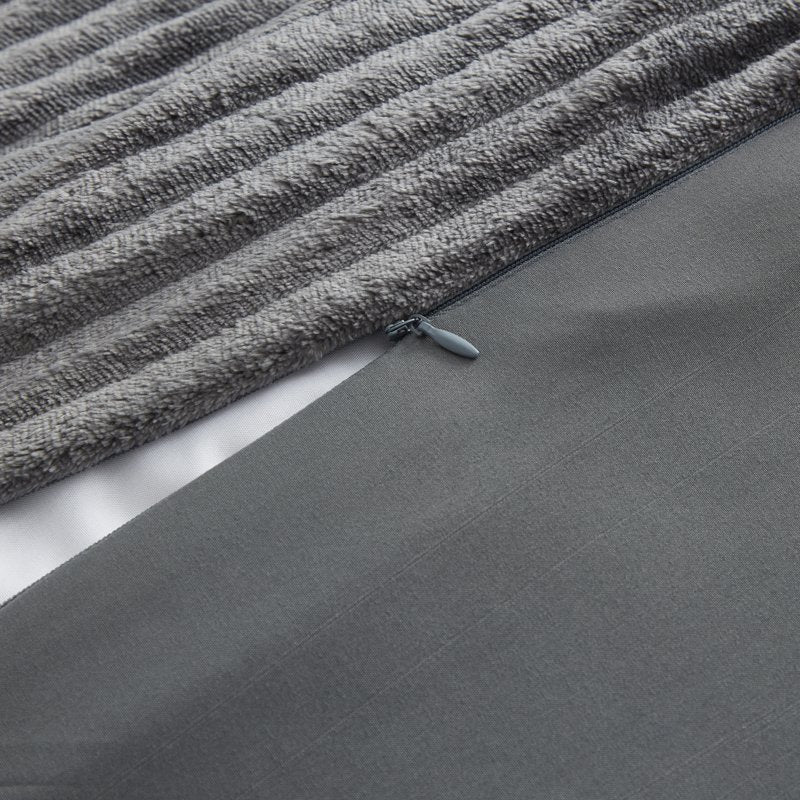 Queen Gray Microfiber Reversible Duvet Cover Set with Plush Microfiber & Zipper Closure