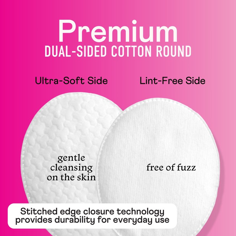 Premium Cotton Facial Ovals - Soft Dual-Sided Skincare Pads, 50 Count