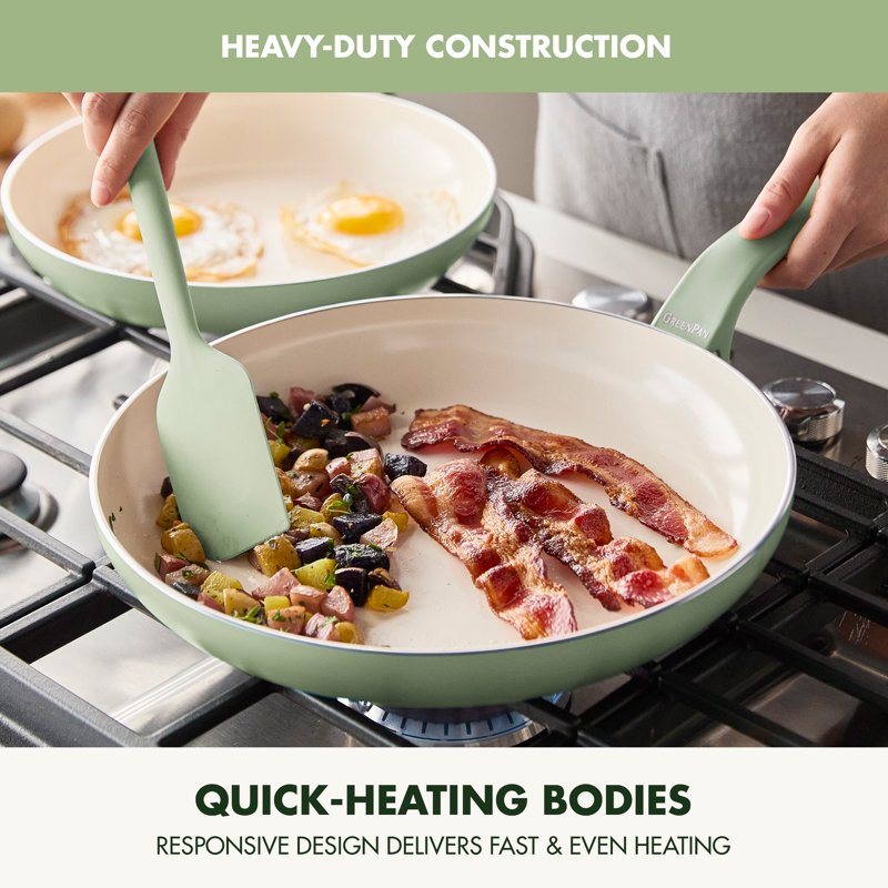 17-Piece Ceramic Nonstick Cookware Set - Sage Green