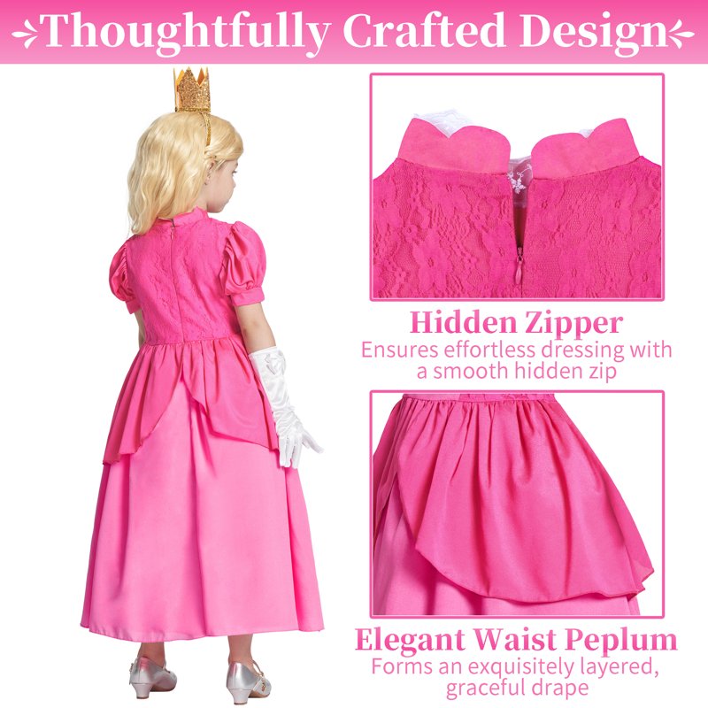 Girls Princess Dress with Accessories, Wig & Crown - Size 7-8 Years