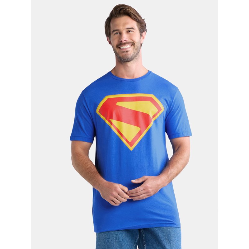 Superman Graphic T-Shirt for Men and Big Men Royal L Short Sleeve