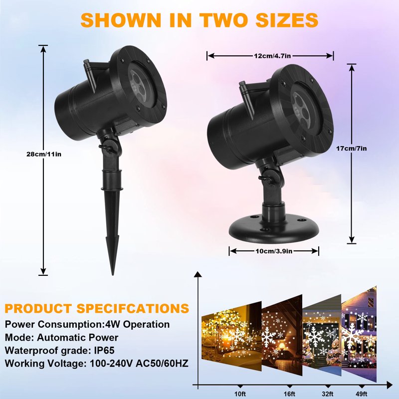 Waterproof Landscape Projection Light with 16 Patterns for Garden Christmas Halloween Holiday Decor