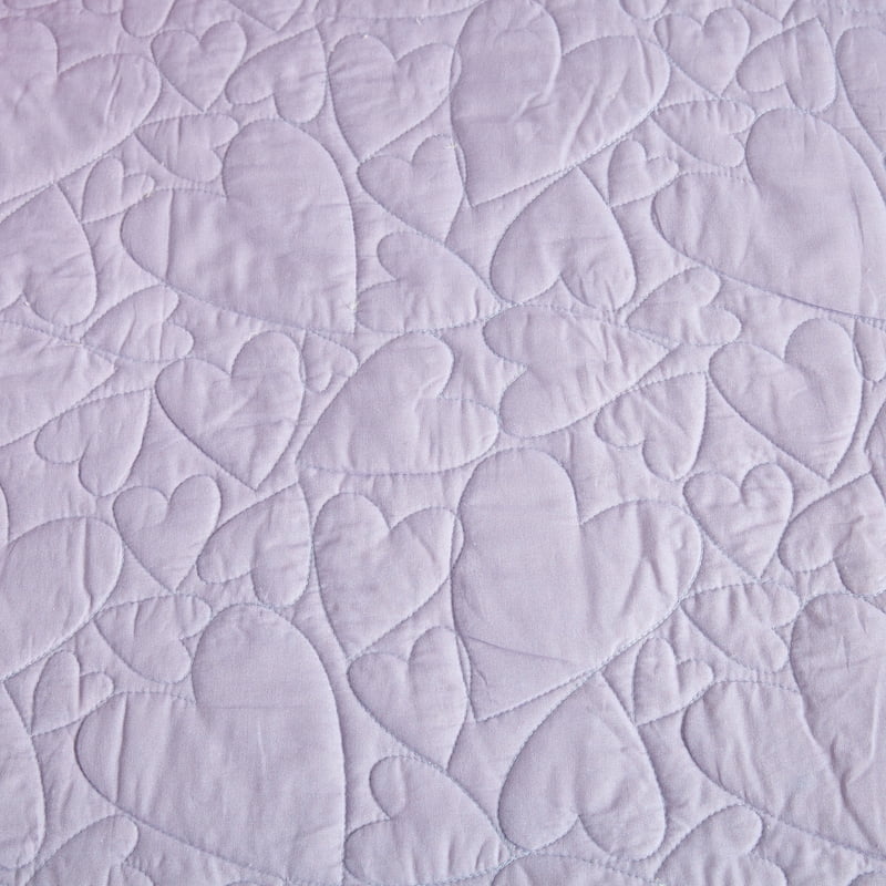 Urban Playground Kids Lavender Heart Twin Quilt Set with Pillows - 4 Piece