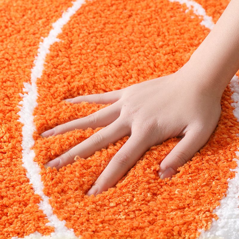 Halloween Pumpkin Shaped Flocking Bath Rug - Orange Non-Slip Mat I