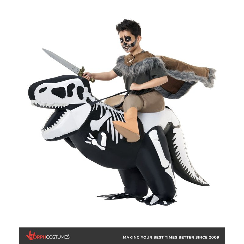 Morph Kids Inflatable Skeleton T-rex Ride-On Costume Boys Girls