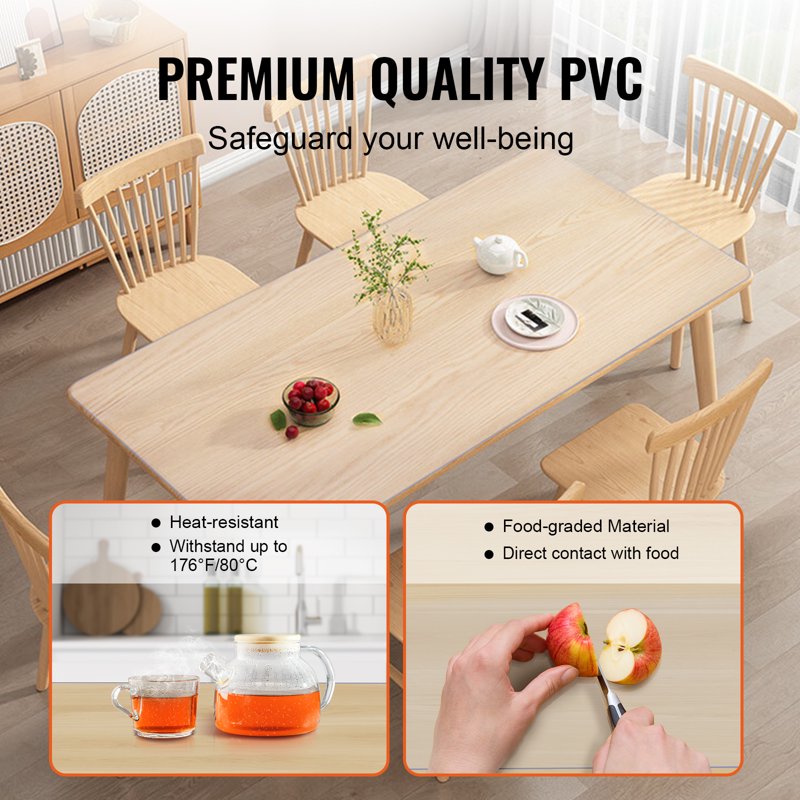 Transparent Table Cover Protector 12" x 24" - 1.5mm Thick PVC
