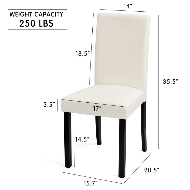 Linen Upholstered Dining Chairs Set of 2 - Ivory