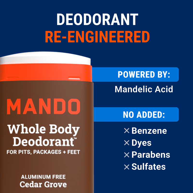 Whole Body Deodorant Stick for Men - Aluminum-Free, 72-Hour Odor Control, Cedar Grove, 2.65 oz - Blue