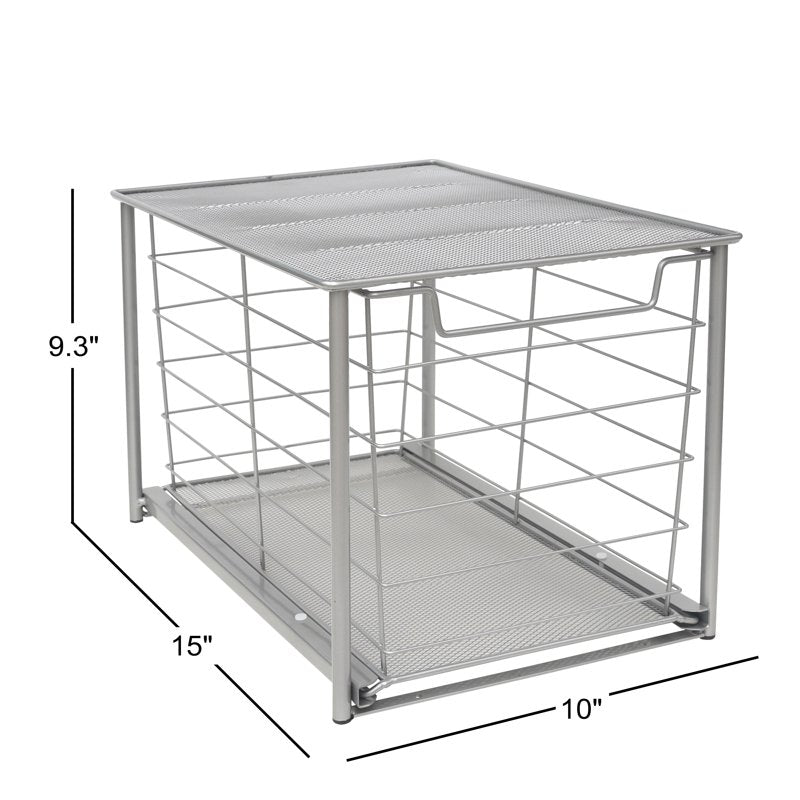 (2 Pack) Mainstays Large Stackable Slide-Out Drawer Organizer - Satin Nickel, 15 x 10 x 9.3 in L Variation