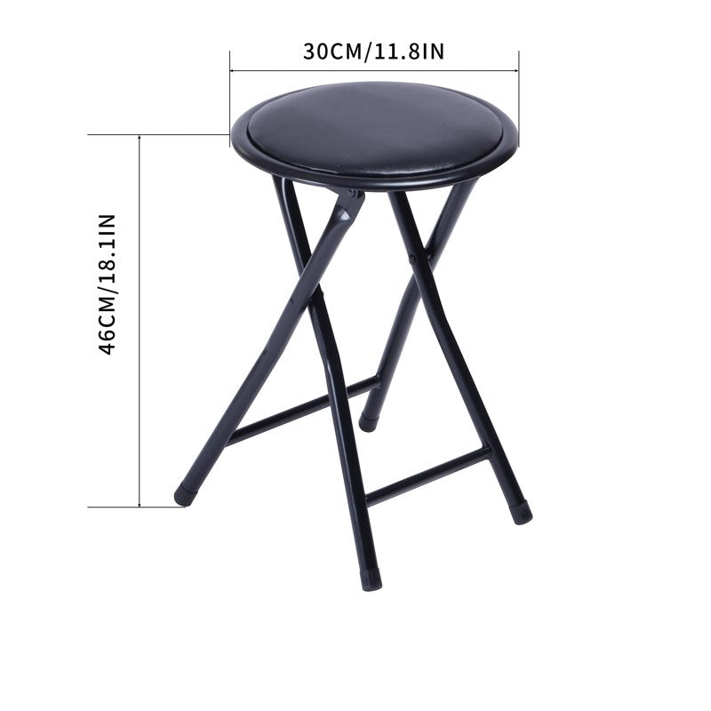 Folding Stool with Round Seat and Black Metal Frame - 1 Pack