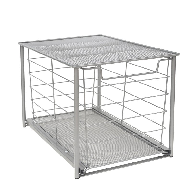(2 Pack) Mainstays Large Stackable Slide-Out Drawer Organizer - Satin Nickel, 15 x 10 x 9.3 in L Variation